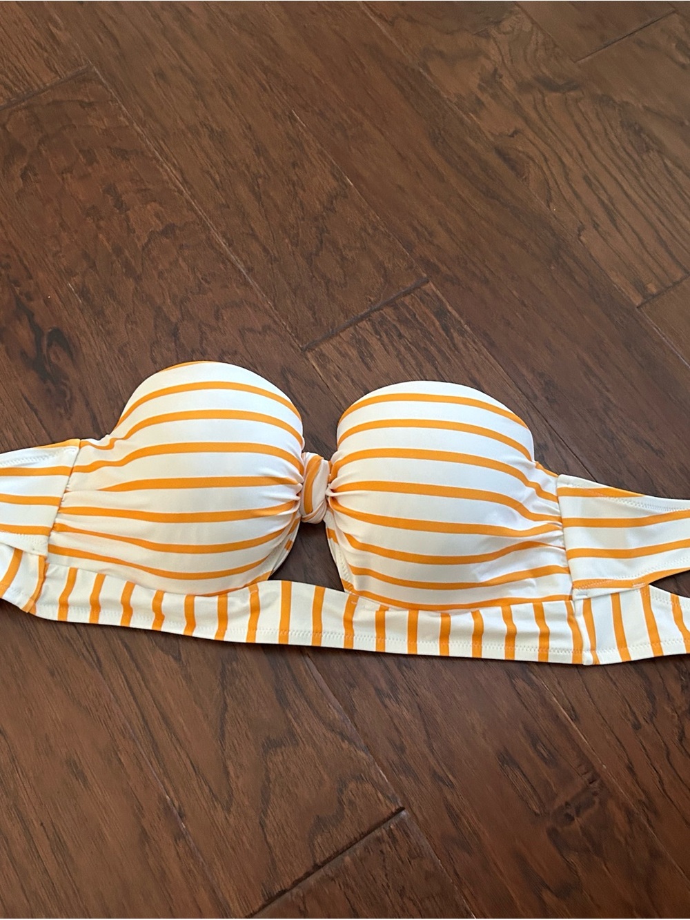 Shade to Shore 36DD Yellow and White Bandeau Bikini Top